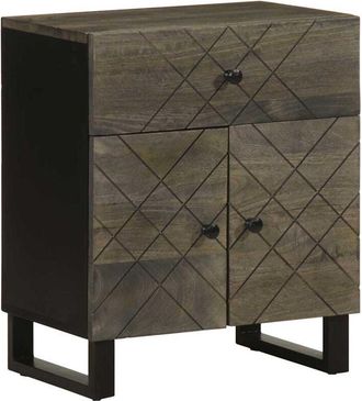 vidaXL Bedside Cabinet Black 50x33x60 cm Solid Wood Mango Vidaxl