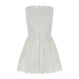 Self Portrait Short Dresses, female, White, Size: S Poplin Mini Dress