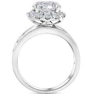 Pompeii3 Certified 5Ct Lab Grown Diamond Halo Engagement Ring 14k White Gold
