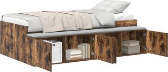 vidaXL Cama Con Almacenamiento Roble Ahumado 100 X 200 Cm Vidaxl