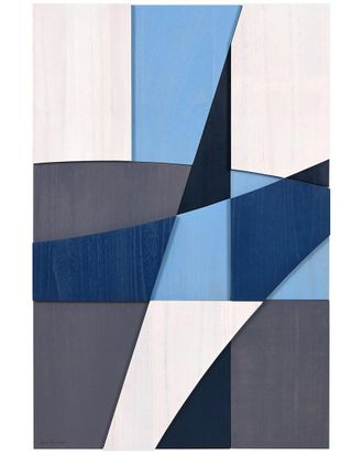 Empire Art Direct Whispers Of Blues I Handmade Solid Wood Abstract Wall Art