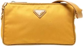 Prada Pre-owned Shoulder Bags, female, Yellow, Size: ONE SIZE Pre-owned Nylon Shoulder Bag