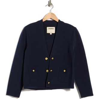 L'agence Catie V-Neck Knit Blazer in Midnight/Gold at Nordstrom Rack, Size Xx-Large