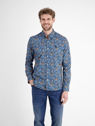 Lerros Langarmhemd LERROS LERROS Stretch-Herrenhemd FLOWERS, Herren, Gr. 3XL, Normal- und Kurzgr&ouml;ssen, blau (storm blau), 97% Baumwolle, 3% Elasthan, Hemden 