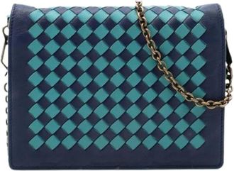 Bottega Veneta Pre-owned Cross Body Bags, female, Blue, Size: ONE SIZE Pre-owned Nappa Leather Crossbody Bag