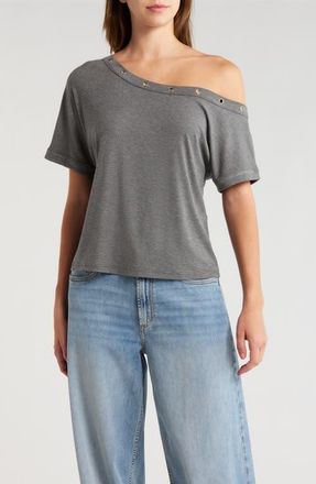 PacSun Moxie Grommet Detail One-Shoulder Top in Gray at Nordstrom, Size Xx-Small