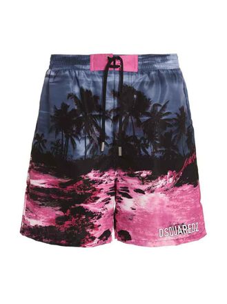 Dsquared2 Multicolor Logo Print Swim Trunks
