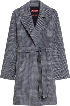 Max Mara Wollen cardigan jas met ontwerp - Dames - Jas met riem - Blauw - S - Wol - Jassen
