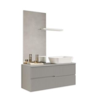 Aquadesign Mueble de ba&ntilde;o 4 piezas en mdf gris mate