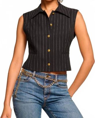 Ramy Brook Danna Pinstripe Vest In Black Pinstripe