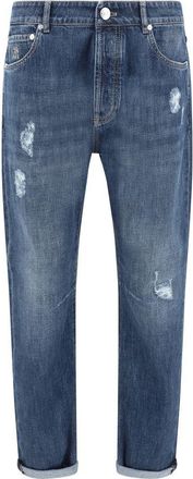 Brunello Cucinelli Relaxed Fit Versleten Jeans