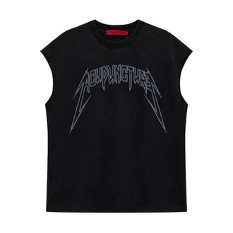 Acupuncture Sleeveless Tops, male, Black, Size: S Studded Metal Sleeveless