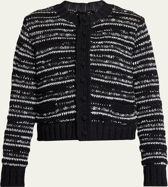 sacai Melange Knit Crewneck Cardigan