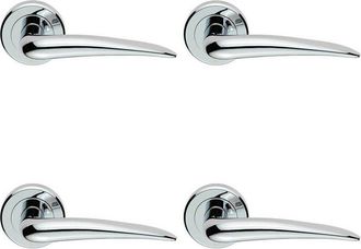 Loops 4x PAIR Straight Tapered Handle on Round Rose Concealed Fix Polished Chrome