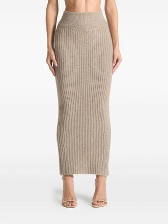Mani&egrave;re De Voir angled-waistband maxi skirt - Neutrals