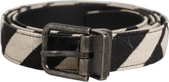Dolce & Gabbana Canvas Diagonal-Striped Belt - Black