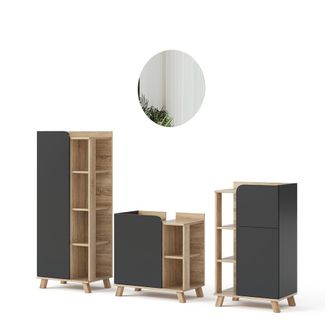 Vicco Conjunto De Muebles De Ba&ntilde;o Karen, Antracita, 4 Partes
