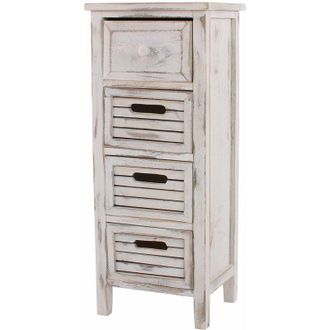Hhg Nunca usado] Cómoda T18, cajonera, 4 cajones, 74x30x25cm Shabby-Look Vintage, blanco