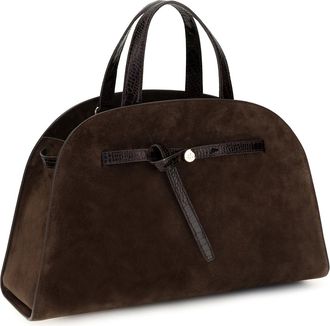 Tory Burch Womens Romy Suede Bauletto Dark Cocoa Shoulder Bags