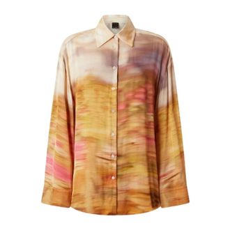 Pinko Pinko, Dames, Blouses & Shirts, Beige, Maat: XS Satijn
