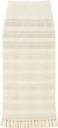 Twin-Set Gonna midi con ruches - Bianco