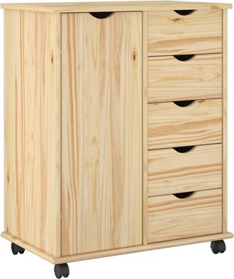vidaXL Gabinete Rodante 63,5 X 39 X 79 Cm Madera De Pino Macizo Marr&oacute;n Vidaxl