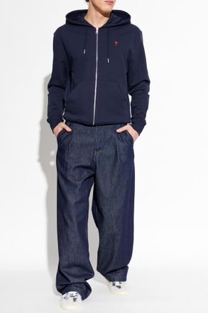 Ami Sweatshirt With Embroidered Logo, Mens, Navy Blue