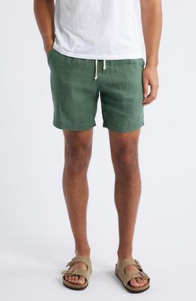 Alex Crane Bo Linen Drawstring Shorts in Pine at Nordstrom, Size Xx-Large