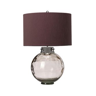 Loops Table Lamp Larkspur Shade Highly Polished Nickel Glassware Smoke LED E27 60W in Metallics