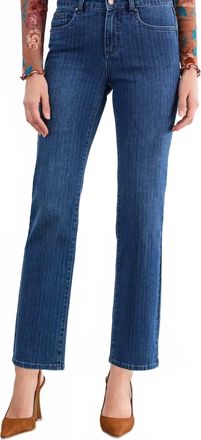 FDJ Olivia Pinstripe Straight Ankle Jean In Dark Wash