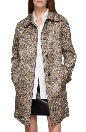 Lafayette 148 New York Leopard Print Cotton Blend Twill Coat in Brownstone Multi at Nordstrom, Size Medium