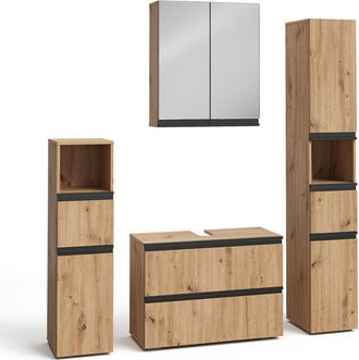 Vicco Conjunto De Muebles De Ba&ntilde;o Torren, Roble Artesanal, 4 Piezas, Vicco