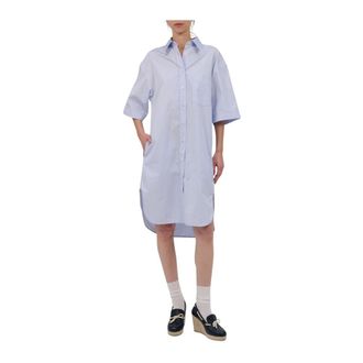 A.P.C. Shirt Dresses, female, Blue, Size: XS Short-sleeve Satin Poplin Dress