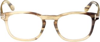 Tom Ford 50mm Square Optical Glasses in Light Brown Striped /T Logo at Nordstrom