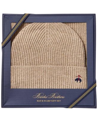 Brooks Brothers 2pc Wool & Cashmere-Blend Hat & Scarf Set