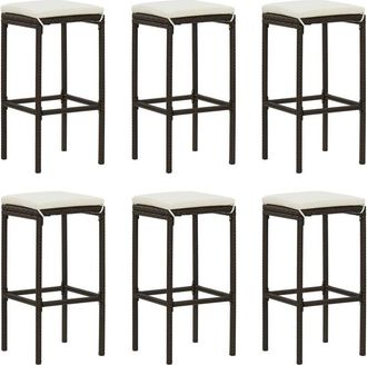 vidaXL Vidaxl - Taburetes de cocina con cojines 6 uds ratán sintético marrón