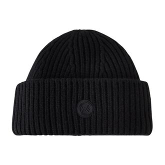 Yves Salomon Beanie Muts Met Logo - Dames - Hoeden - Zwart - ONE Size - Wol - Accessoires