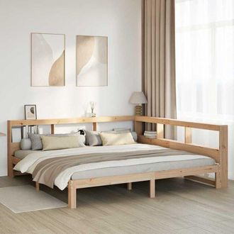 vidaXL Cama Con Estanter&iacute;a Sin Colch&oacute;n Madera Maciza De Pino 200x200cm Vidaxl