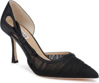 Badgley Mischka Rayna Half dOrsay Pump in Blacksatin at Nordstrom, Size 9.5
