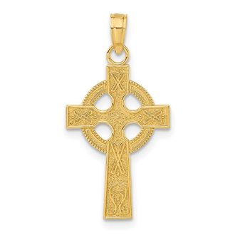 Diamond2Deal 14k Gold Celtic Cross Pendant