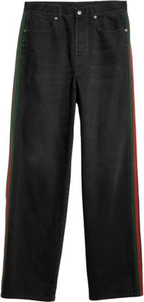 Gucci Katoenen spijkerbroek met Web-inzet - Heren - Loose Fit Jeans - Zwart - W34 - Katoen - Jeans