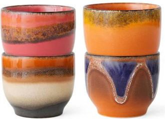 HKliving mok 70s (Ø8 cm) (250 ml) (set van 4)