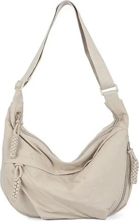 Generic Trendy Womens Soft Cloth Shoulder Bag Solid Color Student Casual Style Big Handbags Crossbody Bags For Women Hobos(White)