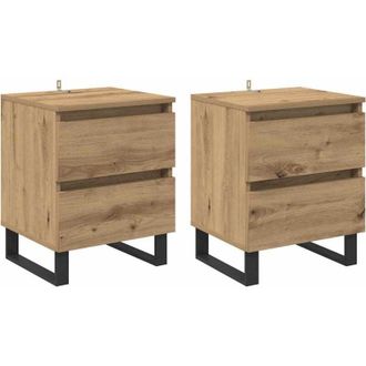 vidaXL Armario de Noche con cajón 2 pcs Roble artisan 40 x 35 x 50 cm vidaXL