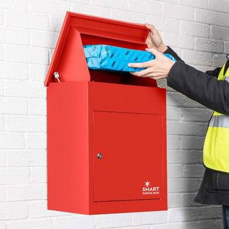 Homescapes Smart Parcel Box Medium Front Access Secure Delivery Box in Red
