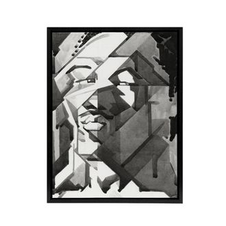 Artery8 Self Portrait Watercolour Reijer Stolk Framed Canvas Wall Art Print in Grey | Size: W24 x H32