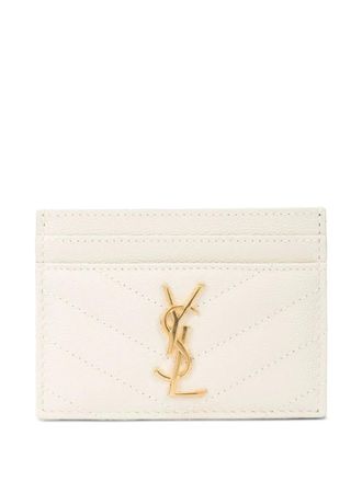 Saint Laurent Monogram quilted card holder - White