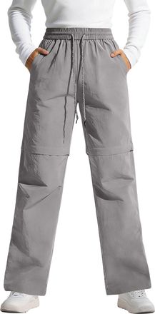 Generic Womens Convertible Wide Leg Trousers 2-in-1 Detachable Pants to Shorts, Elasticated Waist Lightweight Casual Bottoms for Daily Wear, Ladies Cargo Trou