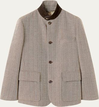 Loro Piana Mens Silk Tweed Roadster Jacket