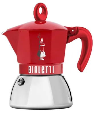 Bialetti Moka Induction Alfonso-print coffee maker (62g) - unisex - Aluminium/stainless steel - One Size - Red